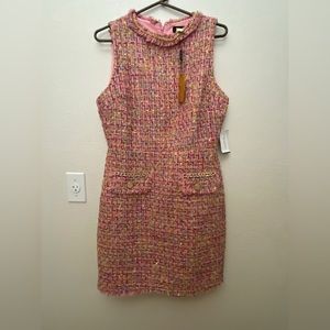 Alexia Admor Pink Multi Tweed Sleeveless Sheath Dress